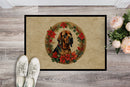 Bloodhound Christmas Flowers Doormat-24x36 Indoor / Outdoor Rug | Made in USA