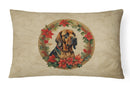 Bloodhound Christmas Flowers Throw Pillow