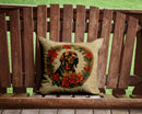 Bloodhound Christmas Flowers Throw Pillow - 14x14 Decorative Pillow – Art for Your Home & Patio