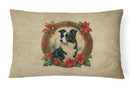 Border Collie Christmas Flowers Throw Pillow