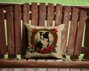 Border Collie Christmas Flowers Throw Pillow - 14x14 Decorative Pillow – Art for Your Home & Patio