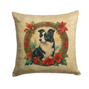 Border Collie Christmas Flowers Throw Pillow