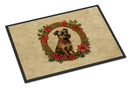 Border Terrier Christmas Flowers Doormat-24x36 Indoor / Outdoor Rug | Made in USA