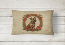 Border Terrier Christmas Flowers Throw Pillow