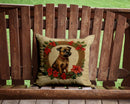 Border Terrier Christmas Flowers Throw Pillow - 14x14 Decorative Pillow – Art for Your Home & Patio