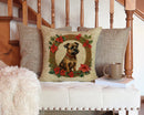 Border Terrier Christmas Flowers Throw Pillow - 14x14 Decorative Pillow – Art for Your Home & Patio
