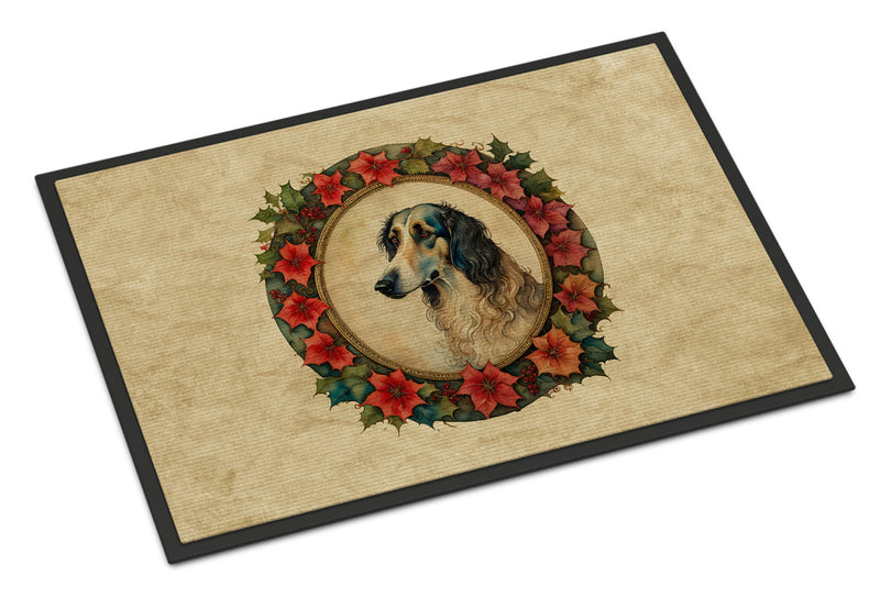 Borzoi Christmas Flowers Doormat-24x36 Indoor / Outdoor Rug | Made in USA