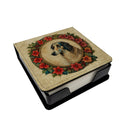 Borzoi Christmas Flowers PU Leather Note Paper Holder