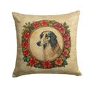Borzoi Christmas Flowers Throw Pillow