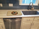 Boston Terrier Christmas Flowers Dish Drying Mat