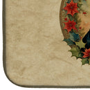 Boston Terrier Christmas Flowers Dish Drying Mat