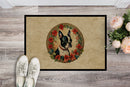 Boston Terrier Christmas Flowers Doormat-24x36 Indoor / Outdoor Rug | Made in USA