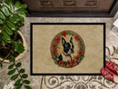 Boston Terrier Christmas Flowers Doormat
