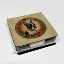 Boston Terrier Christmas Flowers PU Leather Note Paper Holder