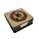Boston Terrier Christmas Flowers PU Leather Note Paper Holder
