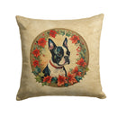 Boston Terrier Christmas Flowers Throw Pillow - 14x14 Decorative Pillow – Art for Your Home & Patio