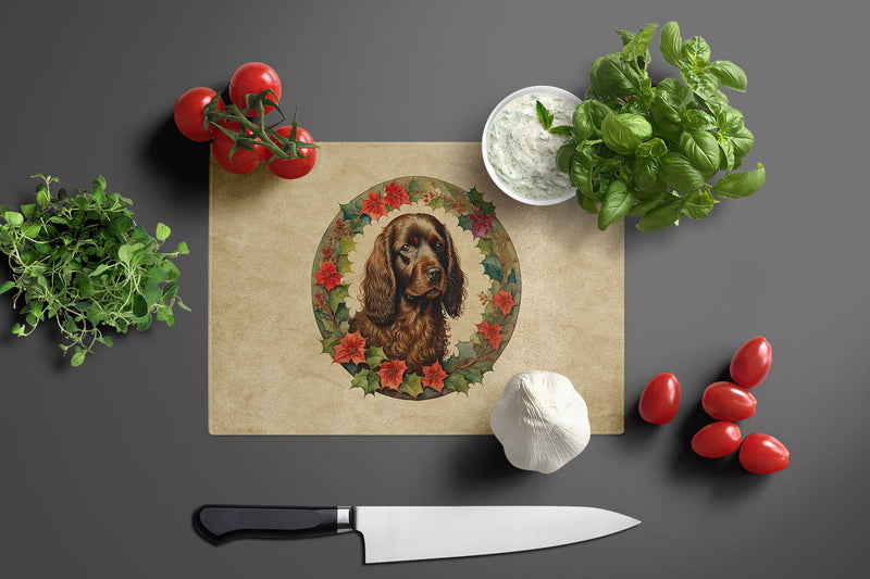 Boykin Spaniel Christmas Flowers Glass Cutting Boards – Durable, Decorative Kitchen Art