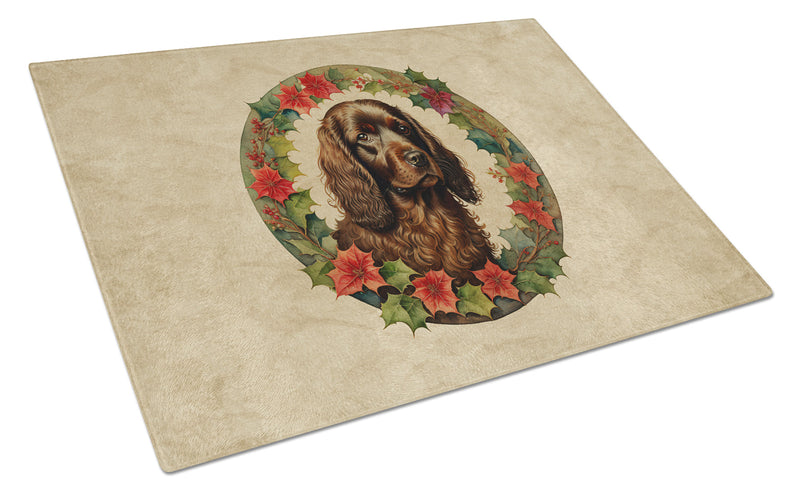 Boykin Spaniel Christmas Flowers Glass Cutting Boards – Durable, Decorative Kitchen Art