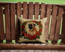Bullmastiff Christmas Flowers Throw Pillow - 14x14 Decorative Pillow – Art for Your Home & Patio