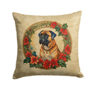Bullmastiff Christmas Flowers Throw Pillow - 14x14 Decorative Pillow – Art for Your Home & Patio