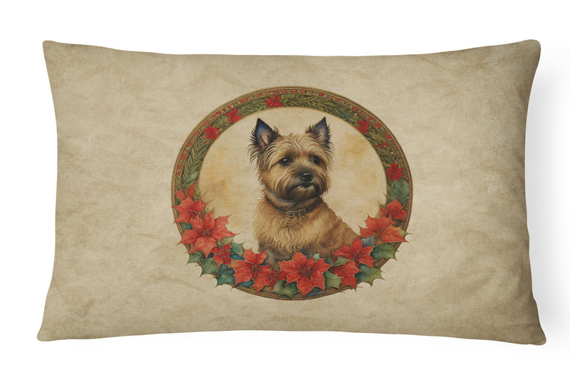 Cairn Terrier Christmas Flowers Throw Pillow