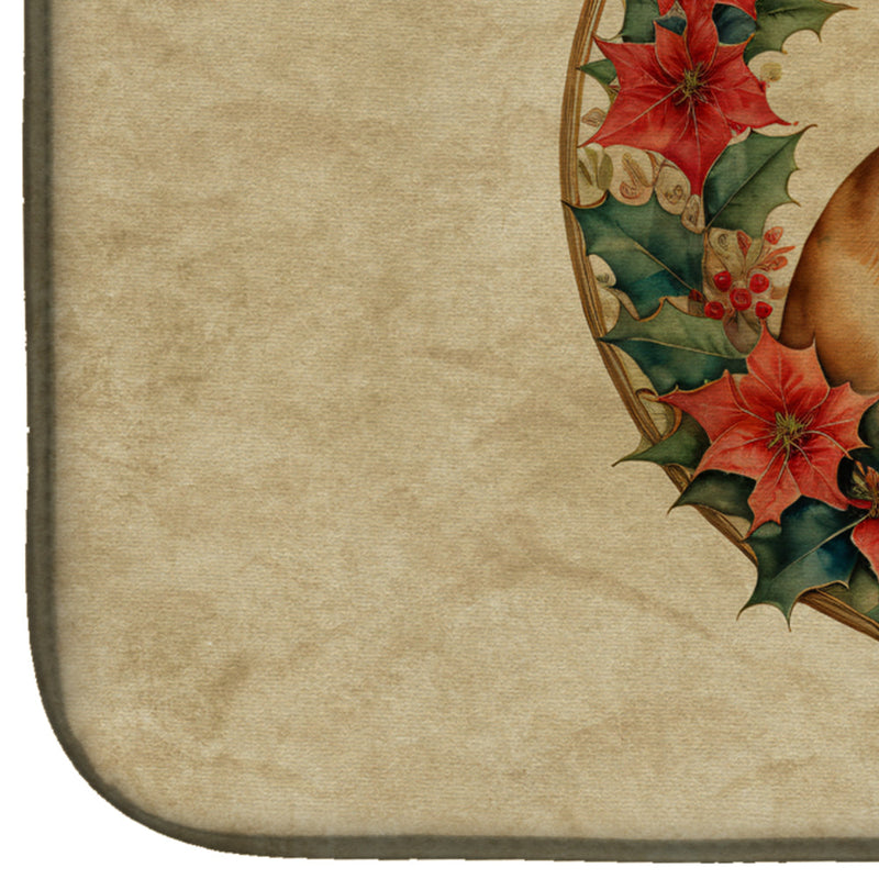 French Bulldog Christmas Flowers Dish Drying Mat