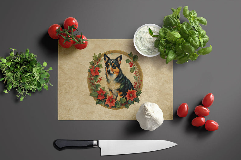 Lancashire Heeler Christmas Flowers Glass Cutting Boards – Durable, Decorative Kitchen Art