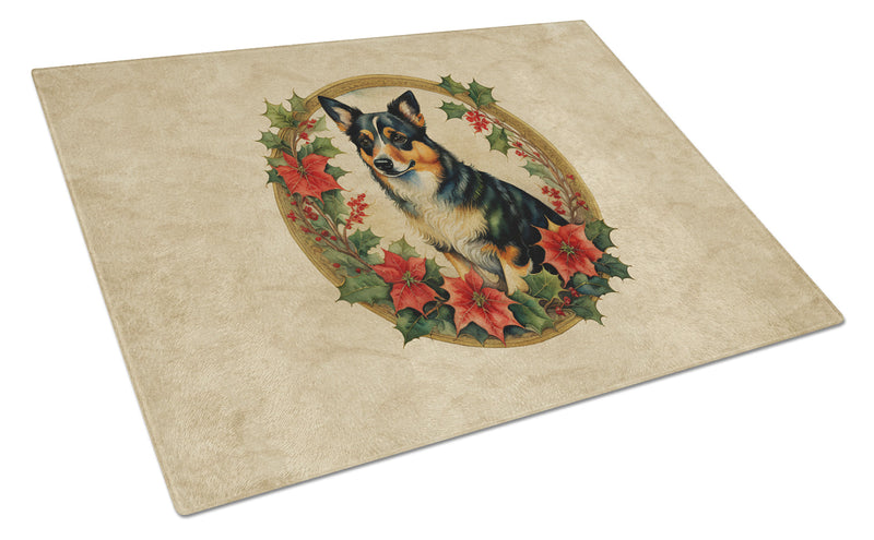 Lancashire Heeler Christmas Flowers Glass Cutting Boards – Durable, Decorative Kitchen Art