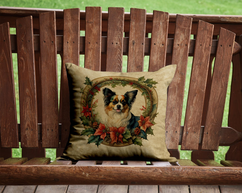 Papillon Christmas Flowers Throw Pillow - 14x14 Decorative Pillow – Art for Your Home & Patio