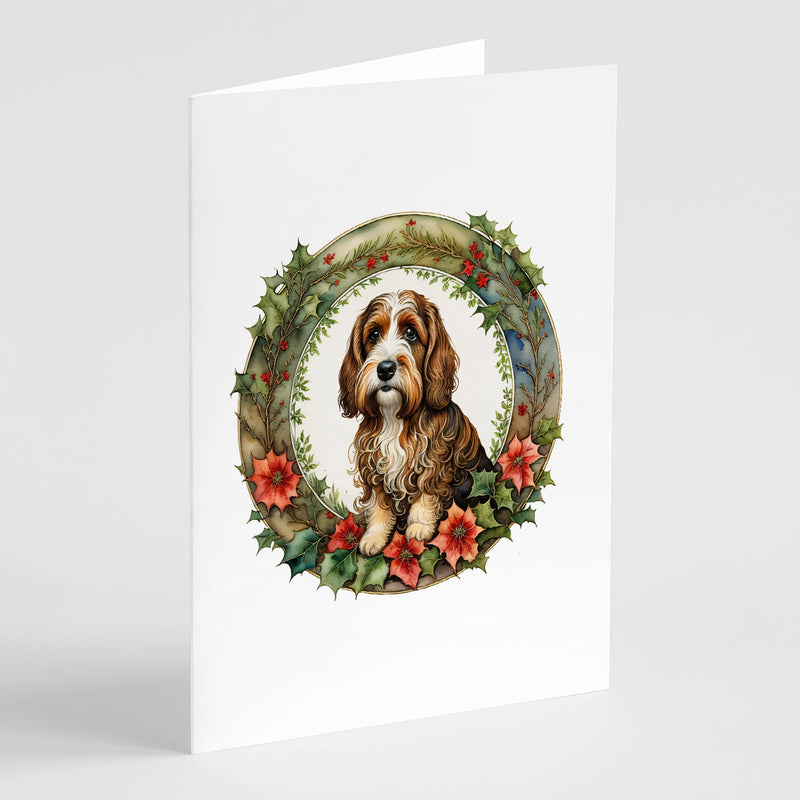 Petit Basset Griffon Vendeen Christmas Flowers Greeting Cards Pack of 8