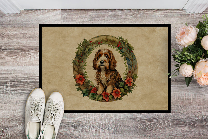 Petit Basset Griffon Vendeen Christmas Flowers Doormat