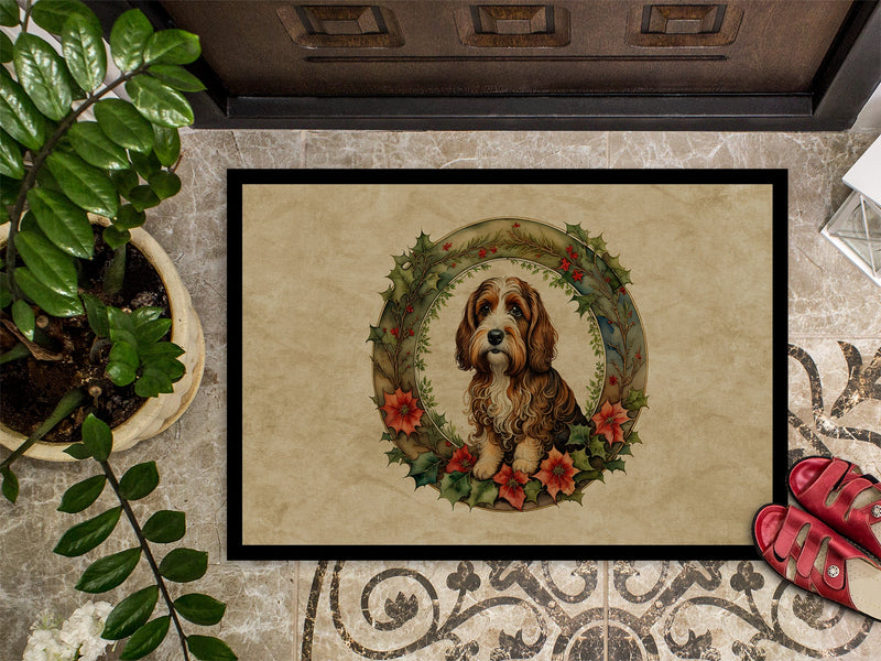 Petit Basset Griffon Vendeen Christmas Flowers Doormat