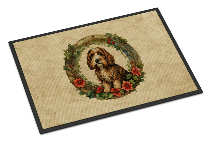 Petit Basset Griffon Vendeen Christmas Flowers Doormat