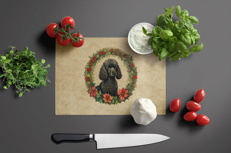 Poodle Christmas Flowers Glass Cutting Boards – Durable, Decorative Kitchen Art