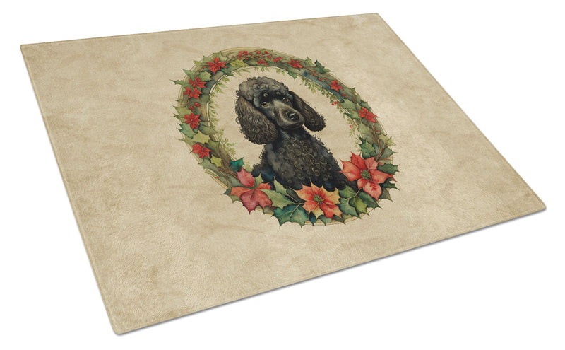 Poodle Christmas Flowers Glass Cutting Boards – Durable, Decorative Kitchen Art
