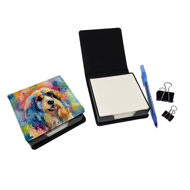 Afghan Hound Hippie Dawg PU Leather Note Paper Holder