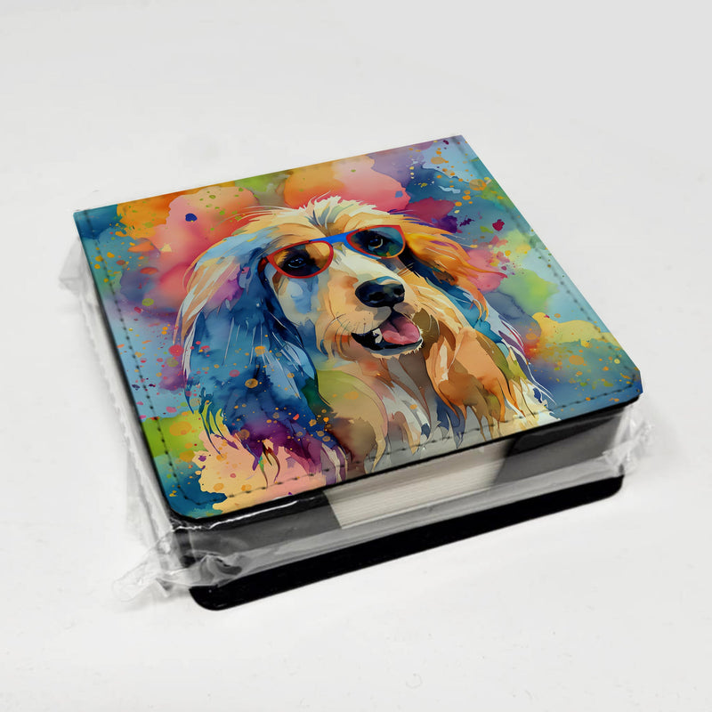 Afghan Hound Hippie Dawg PU Leather Note Paper Holder