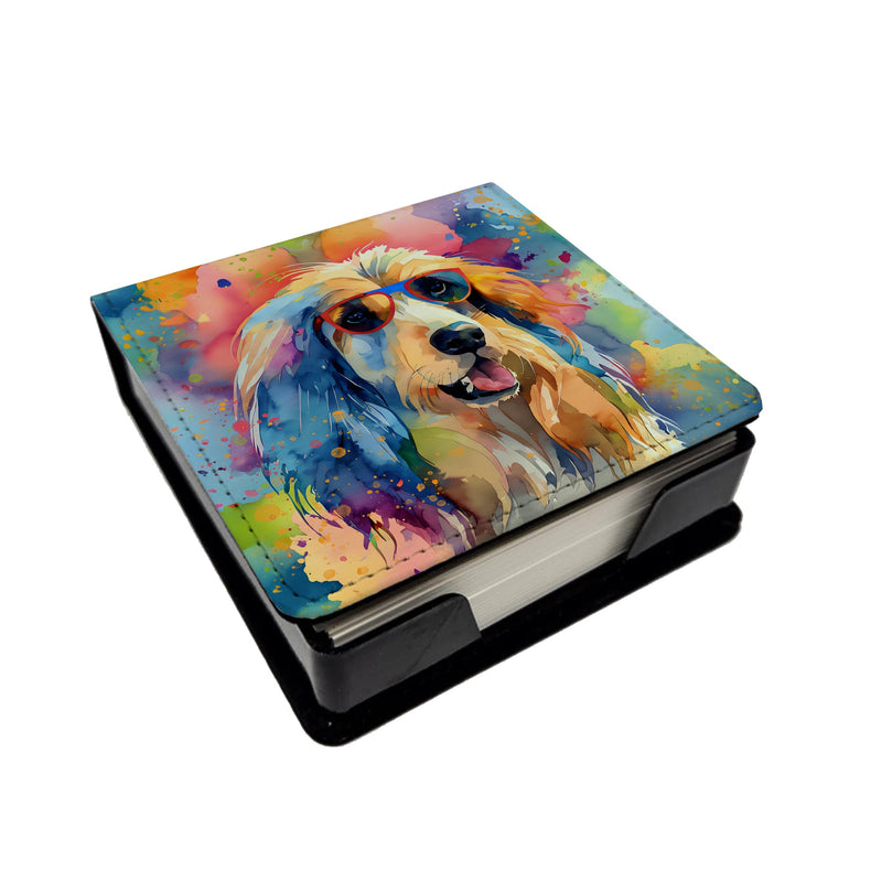 Afghan Hound Hippie Dawg PU Leather Note Paper Holder