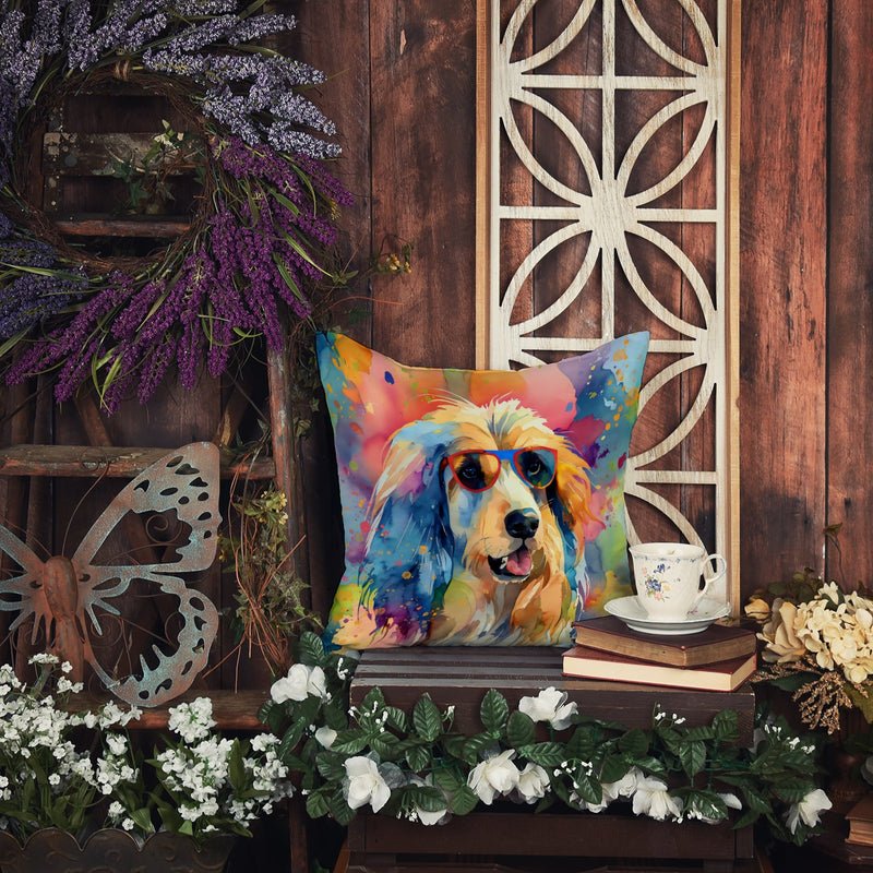 Afghan Hound Hippie Dawg Fabric Decorative Pillow