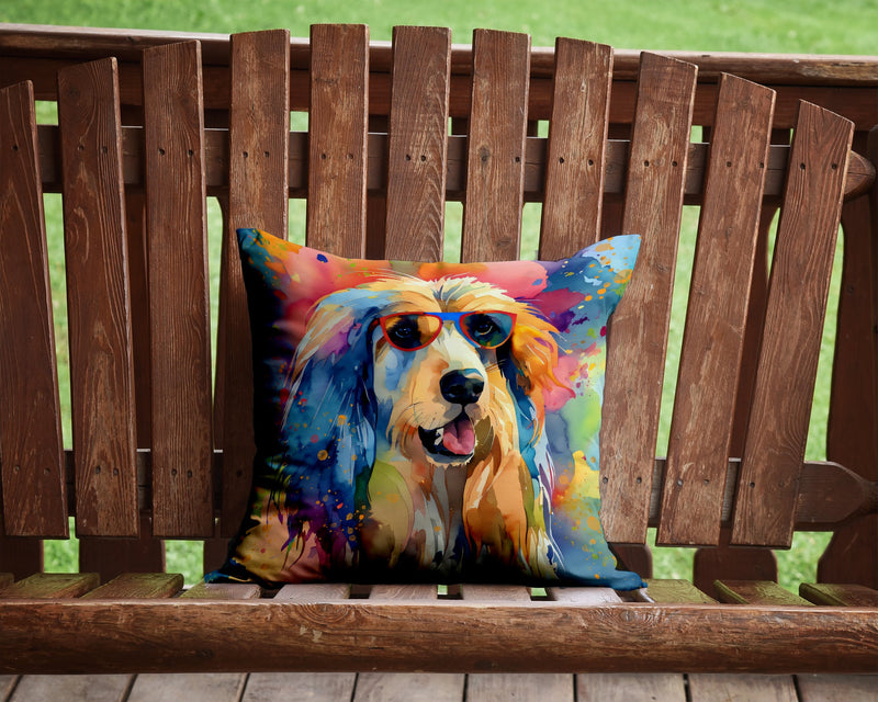 Afghan Hound Hippie Dawg Fabric Decorative Pillow