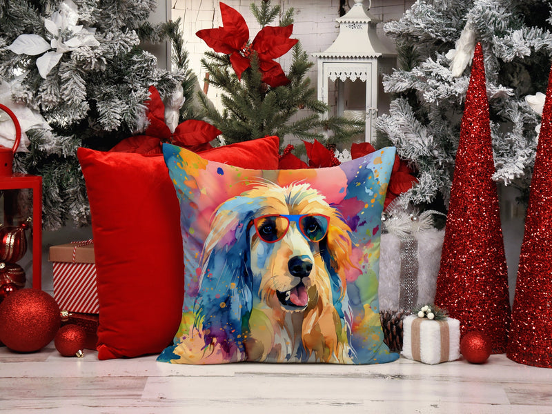 Afghan Hound Hippie Dawg Fabric Decorative Pillow