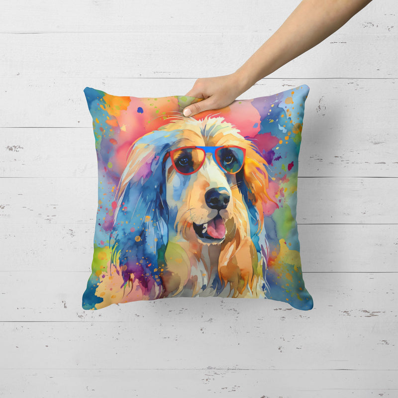 Afghan Hound Hippie Dawg Fabric Decorative Pillow