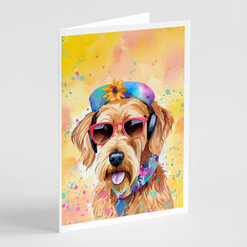 Airedale Terrier Hippie Dawg Greeting Cards Pack of 8