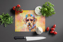 Airedale Terrier Hippie Dawg Glass Cutting Boards – Durable, Decorative Kitchen Art Large