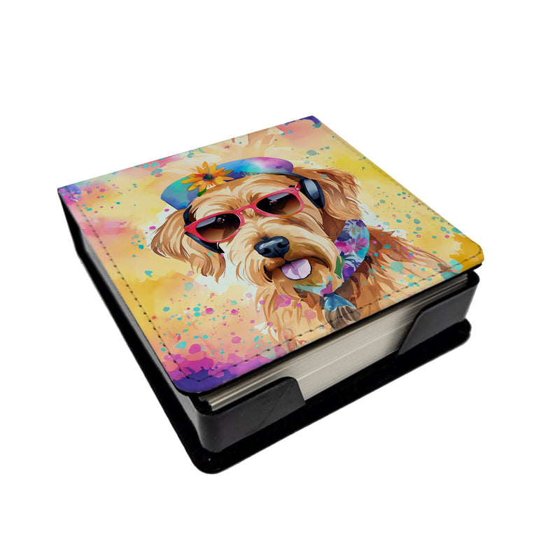 Airedale Terrier Hippie Dawg PU Leather Note Paper Holder