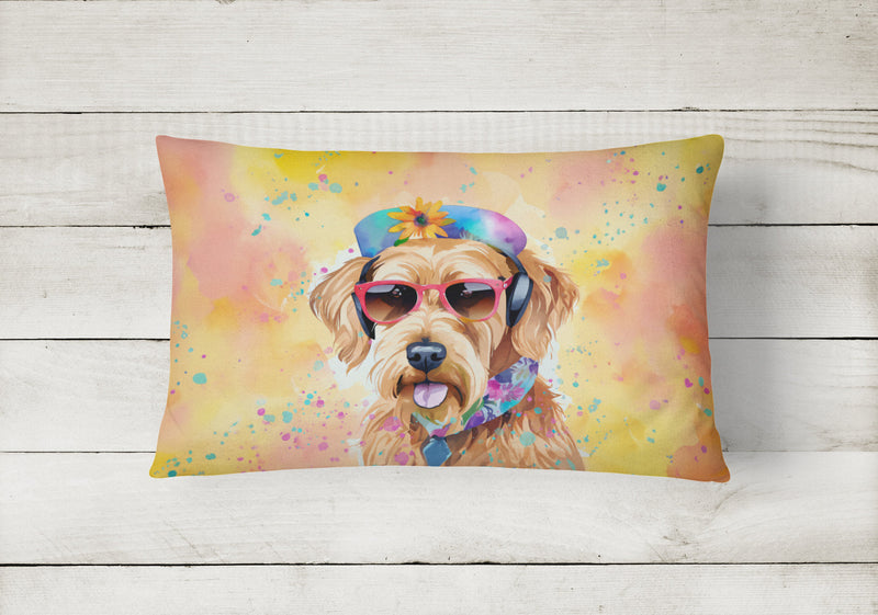 Airedale Terrier Hippie Dawg Fabric Decorative Pillow