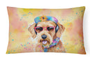 Airedale Terrier Hippie Dawg Fabric Decorative Pillow