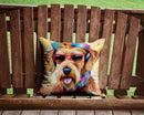Airedale Terrier Hippie Dawg Throw Pillow - 14x14 Decorative Pillow – Art for Your Home & Patio