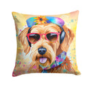 Airedale Terrier Hippie Dawg Throw Pillow - 14x14 Decorative Pillow – Art for Your Home & Patio