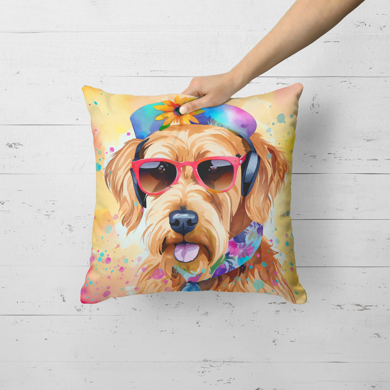 Airedale Terrier Hippie Dawg Fabric Decorative Pillow